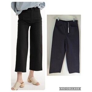 Laude The Label Wide Leg Crop Jeans 6 Black New NWT Denim Honoring Earth Maker
